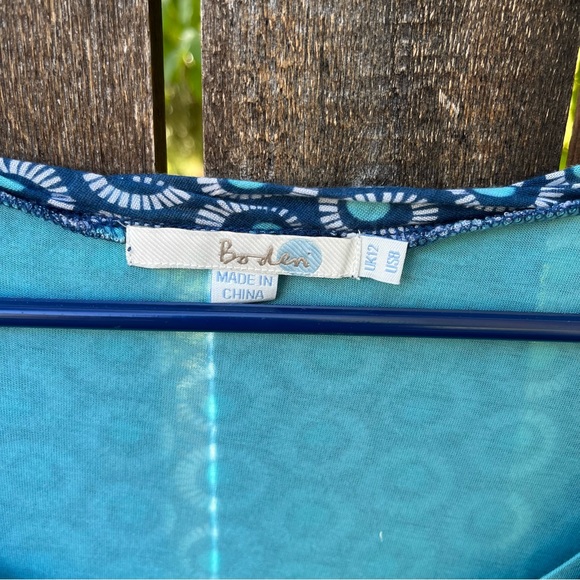 Boden Double Layer Tencel Blue Circle Print Top Sz 8 - Picture 2 of 14